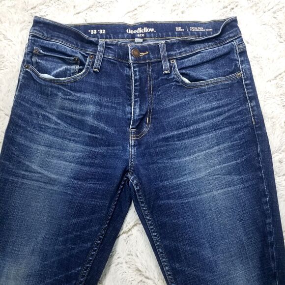 Goodfellow & Co Jeans Mens 33×32 Blue Slim Total Flex Dark Wash Denim - Picture 3 of 11